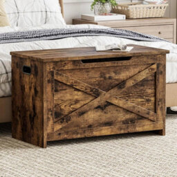 Large Toy Chest Storage Chest Wooden Storage Bench Blanket Storage Box Brown - thumbnail 6