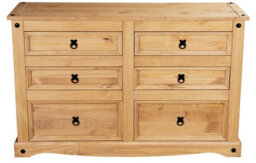 Mews Corona Chest Of Drawers Pine 6 Drawer Solid Mexican Wax Sideboard - thumbnail 3