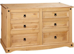 Mews Corona Chest Of Drawers Pine 6 Drawer Solid Mexican Wax Sideboard - thumbnail 2