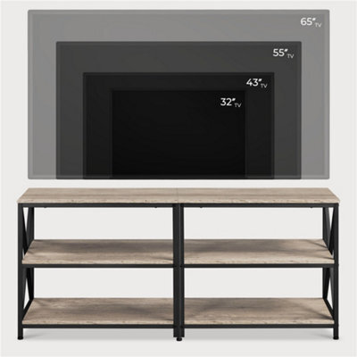 Yaheetech 3-Layer Shelved Tv Stand Console Table Grey - image 1