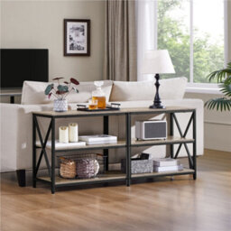 Yaheetech 3-Layer Shelved Tv Stand Console Table Grey - thumbnail 3