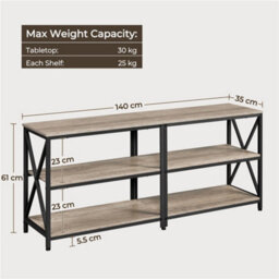 Yaheetech 3-Layer Shelved Tv Stand Console Table Grey - thumbnail 4