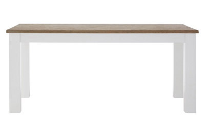 Orsina Oak Top White Dining Table, Geometric 4 Legs Dining Room Table For Home, Oak Dining Table With Brown Top - image 1