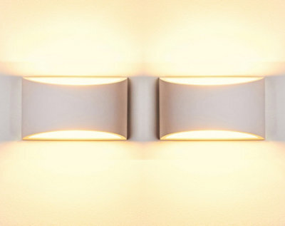 Harper Living Pack Of 2 White Art Deco Medium Plaster Indoor Wall Light (12 X 20 X 8.5Cm)
