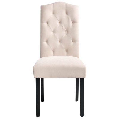 Beliani Velvet Dining Chairs Set Of 2 Light Beige, Black Painted Rubberwood Legs - image 1