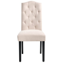 Beliani Velvet Dining Chairs Set Of 2 Light Beige, Black Painted Rubberwood Legs - thumbnail 1