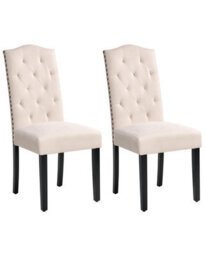 Beliani Velvet Dining Chairs Set Of 2 Light Beige, Black Painted Rubberwood Legs - thumbnail 3