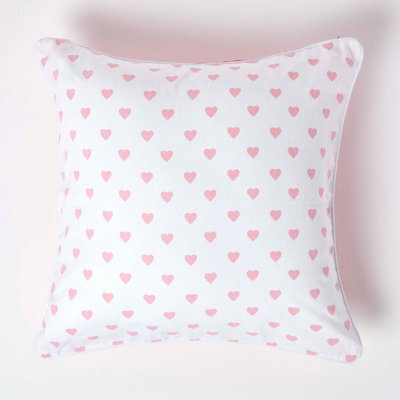 Homescapes Cotton Pink Hearts Cushion Cover, 60 X 60 Cm - image 1