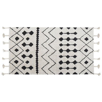 Beliani Rug Khemisset Off-White 80 X 150 Cm Cotton - image 1