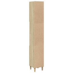 Berkfield Bathroom Cabinet Sonoma Oak 30X30X190 Cm Engineered Wood - thumbnail 6