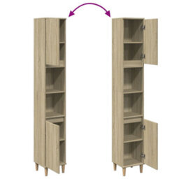 Berkfield Bathroom Cabinet Sonoma Oak 30X30X190 Cm Engineered Wood - thumbnail 7