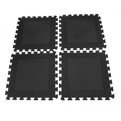 Easimat Heavy Duty Interlocking Rubber Gym Mats Garage Flooring Tiles Commercial 4Pcs