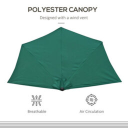 Outsunny 2.7M Metal Frame Garden Furniture Parasol Half Round Umbrella - thumbnail 6