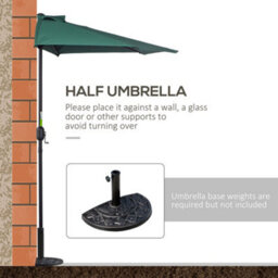Outsunny 2.7M Metal Frame Garden Furniture Parasol Half Round Umbrella - thumbnail 7