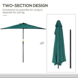 Outsunny 2.7M Metal Frame Garden Furniture Parasol Half Round Umbrella - thumbnail 4