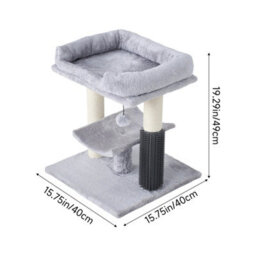 Living And Home Light Grey Cat Tree Tower With Scratching Post And Bed, 40Cm W X 40Cm D X 49Cm H - thumbnail 7