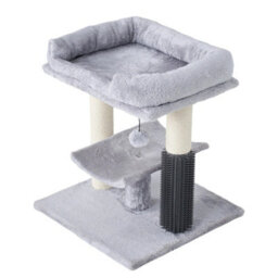 Living And Home Light Grey Cat Tree Tower With Scratching Post And Bed, 40Cm W X 40Cm D X 49Cm H - thumbnail 4
