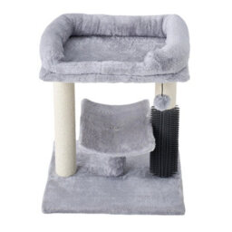 Living And Home Light Grey Cat Tree Tower With Scratching Post And Bed, 40Cm W X 40Cm D X 49Cm H - thumbnail 6