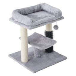 Living And Home Light Grey Cat Tree Tower With Scratching Post And Bed, 40Cm W X 40Cm D X 49Cm H - thumbnail 5