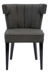 Orsina Fabric Upholstered Grey Plyester Dining Chair, Elegant Breakfast Room Chairs, High Back Dining Chair