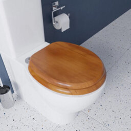 Toilet Seat Antique Pine Effect Wood Oval - thumbnail 3