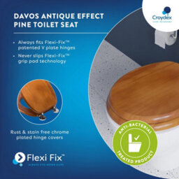 Toilet Seat Antique Pine Effect Wood Oval - thumbnail 4