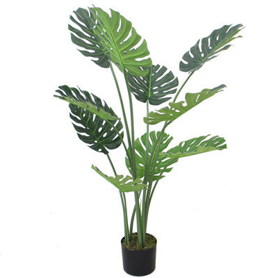 Leaf (4Ft) Luxury Monstera Plant Black Pot 120Cm - image 1