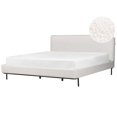 Beliani Bed Boucle Corio 180 X 200 Cm (Eu Super King) Off-White - image 1