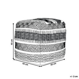 Beliani Light Beige Cotton Geometric Pouffe - Square Boho Accent Seat W45 X D45 X H45Cm - thumbnail 4