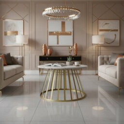 Mokod Modern Coffee Table With Elegant Gold Metal Frame And Bianco Marble - thumbnail 2