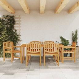 Berkfield 7 Piece Garden Dining Set Solid Wood Teak - thumbnail 1