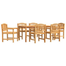 Berkfield 7 Piece Garden Dining Set Solid Wood Teak - thumbnail 2