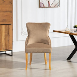 Orvino Velvet Fabric Dining Chairs - Set Of 2 - Brown - thumbnail 1