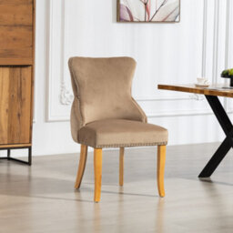 Orvino Velvet Fabric Dining Chairs - Set Of 2 - Brown - thumbnail 2