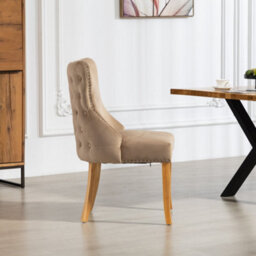 Orvino Velvet Fabric Dining Chairs - Set Of 2 - Brown - thumbnail 3