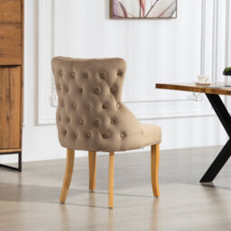 Orvino Velvet Fabric Dining Chairs - Set Of 2 - Brown - thumbnail 4