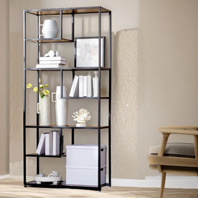 Pirlo Plush 180Cm Industrial 7 Tier Bookcase Rustic Brown - image 1