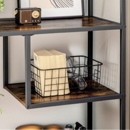 Pirlo Plush 180Cm Industrial 7 Tier Bookcase Rustic Brown - thumbnail 6