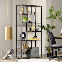 Pirlo Plush 180Cm Industrial 7 Tier Bookcase Rustic Brown - thumbnail 5