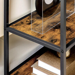 Pirlo Plush 180Cm Industrial 7 Tier Bookcase Rustic Brown - thumbnail 2