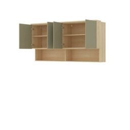 Arte Terra 12 Floating Cabinet 168Cm Oak Lindberg & Eucalyptus, Wide Wall Bedroom Cabinet With 4 Doors & Display Shelves - thumbnail 3