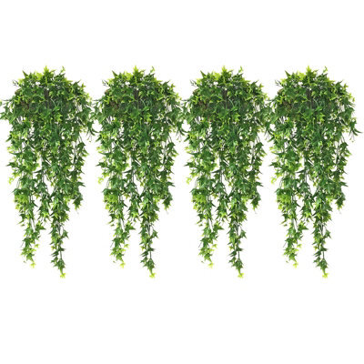 4 Pack Lush Cascading Artificial Plants For Room Aesthetics And Indoor And Outdoor Garden Wall Decoration, Green - image 1