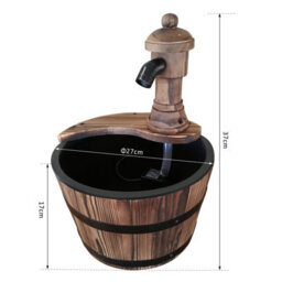 Outsunny Garden Barrel Water Fountain Patio Wood Electric Water Feature W/ Pump - thumbnail 3