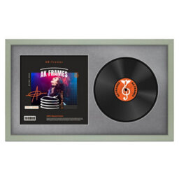 "30X17"" Green Modern Vinyl Record Frame With Mid Grey Mount For 12 Inch Lp Album Cover & Disc - Ak Frames" - thumbnail 1