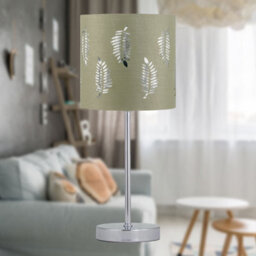 First Choice Lighting Chrome Touch Operated Table Lamp With Sage Green Fern Shade - thumbnail 3
