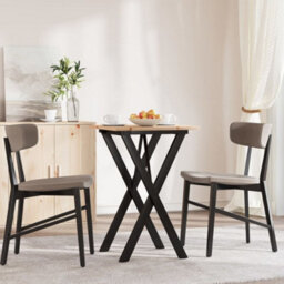 Berkfield Dining Table X-Frame 50X50X75 Cm Solid Wood Pine And Steel - thumbnail 3