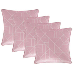 OHS 4 Pack Geo Matte Velvet Cushion Covers, Blush - 45 X 45Cm - thumbnail 1