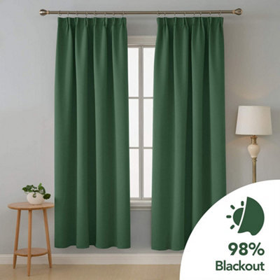 Deconovo Blackout Curtains Soft Thermal Energy Saving Pencil Pleat Blackout Curtains For Bedroom 52X72 Inch Dark Forest 2 Panels
