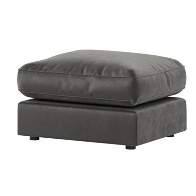 Furnishings For Less UK Brooklyn Plush Velvet Fibre Filled Grey Footstool Sofa Accessory