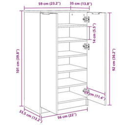 Vidaxl Shoe Cabinet Concrete Grey 59X35X100.5 Cm Engineered Wood - thumbnail 3